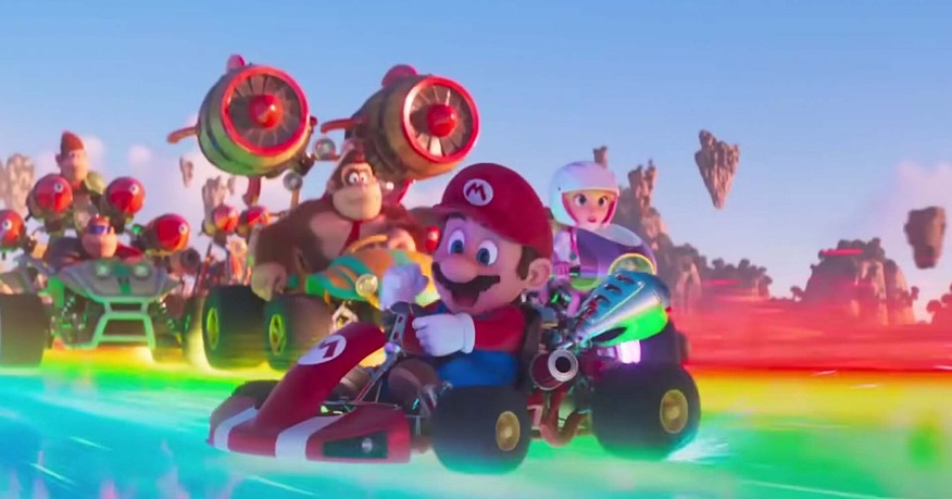 Mario in a kart from the Super Mario Bros. movie