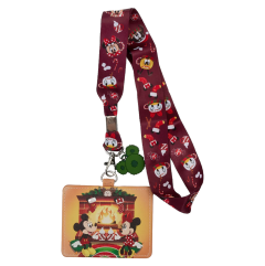 Loungefly Disney Mickey and Minnie Fireplace Cocoa Lanyard with Cardholder