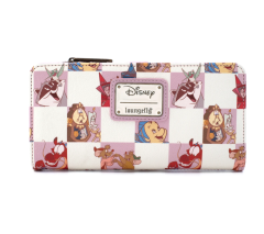 Loungefly Disney Princess Sidekicks Rose Pink Checkered AOP Flap Wallet