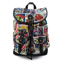 Loungefly Marvel Comic Strip Nylon Slouch Backpack
