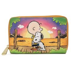 Loungefly Cartera con cremallera alrededor de Peanuts Charlie Brown y Snoopy Sunset