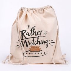Friends: Rather Be Watching Draw String Canvas Eco Bag Preorder