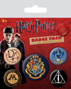 Harry Potter : paquet de 5 boutons à épingler Poudlard