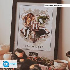 Harry Potter : "Aquarelle de Poudlard" Impression encadrée (30 x 40 cm)