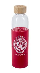 Harry Potter: Hogwarts Crest Glass Water Bottle w/Silicone Cover
