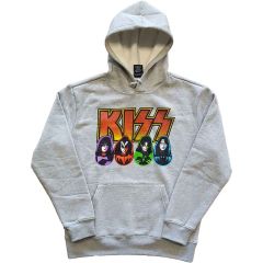 KISS: Logo, Faces & Icons - Grey Pullover Hoodie