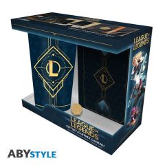 League of Legends: 400ml Glass & A6 Notebook & Metal Pin Badge Gift Set Preorder