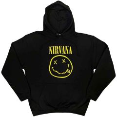 Nirvana: Yellow Happy Face - Black Pullover Hoodie