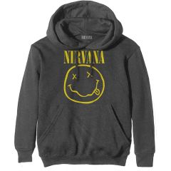 Nirvana: Yellow Happy Face - Charcoal Grey Pullover Hoodie
