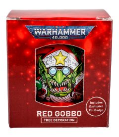 Warhammer 40,000: Roter Gobbo-Kugel und Anstecknadel-Set