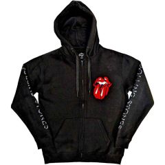 The Rolling Stones: Hackney Diamonds Shattered Tongue (Sleeve Print) - Black Zip-up Hoodie