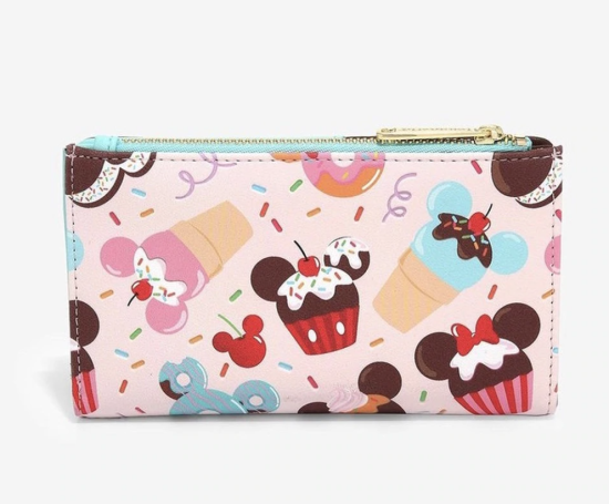 Loungefly Cartera con solapa de dulces de Disney Mickey y Minnie Mouse
