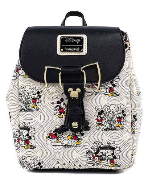 Loungefly Disney Mickey and Minnie Bow Hardware AOP Mini Backpack