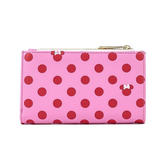 Loungefly Disney Minnie Mouse roze en rode portemonnee met flap en stippen