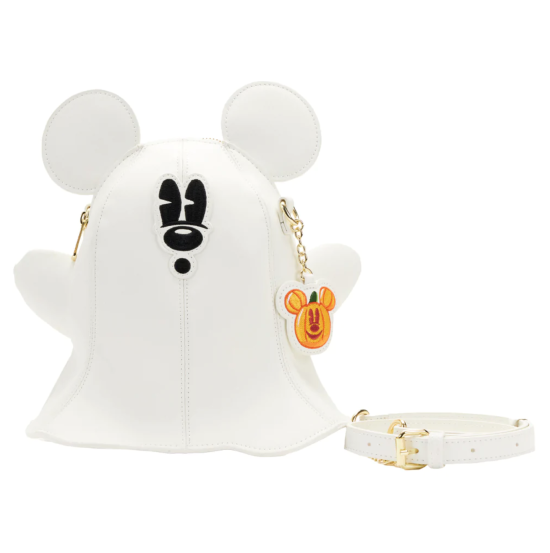 Loungefly Stitch Shoppe Disney Mickey Mouse Ghost Bandolera que brilla en la oscuridad