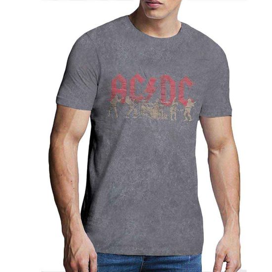 AC/DC: Vintage Silhouettes (Snow Wash, Dye Wash) - Charcoal Grey T-Shirt