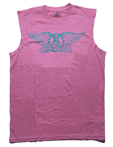 Aerosmith: Glitter Print Logo (Embellished) - Pink T-Shirt