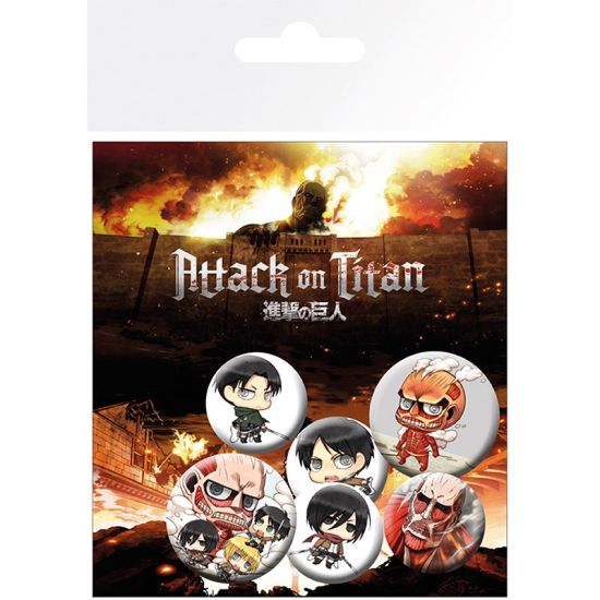 Reserva del paquete de insignias de personajes de Attack On Titan: Chibi