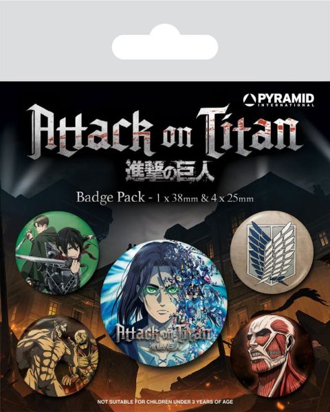 Attack on Titan: Paquete de 4 botones con pasador de la temporada 5