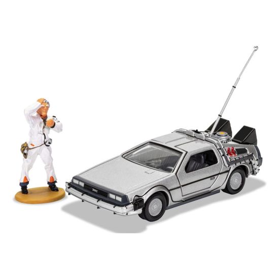 Terug naar de toekomst: DeLorean en Doc Brown Diecast Model 1/36 Figuur Preorder