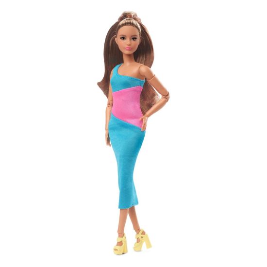 Barbie Signature: Barbie Looks Doll Model #15 Brunette Ponytail (Turquoise/Pink Dress)