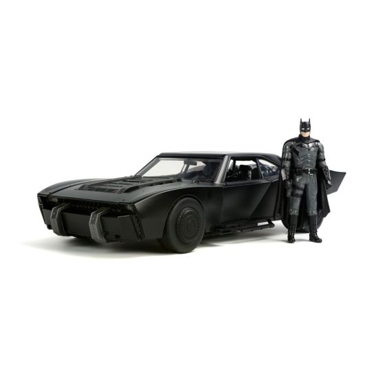 Batman 2022 : Batmobile avec figurine Hollywood Rides modèle moulé sous pression 1/18