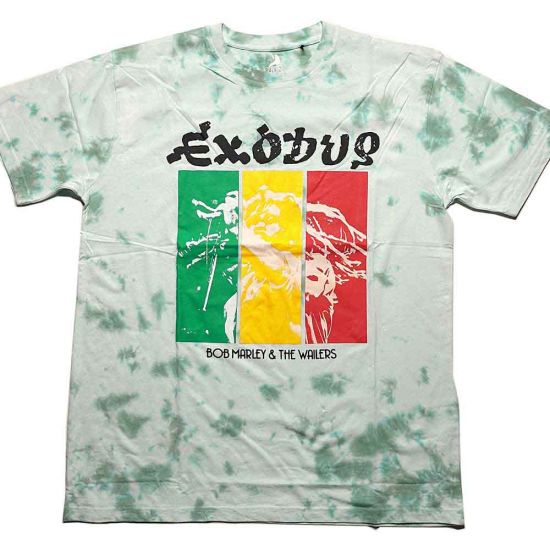 Bob Marley: Rasta Colours (Dye Wash) - Green T-Shirt