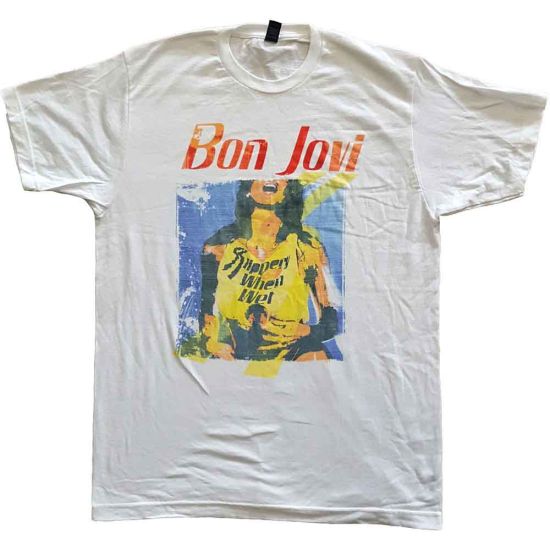 Bon Jovi: Slippery When Wet Original Cover - White T-Shirt