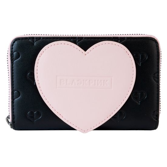 Loungefly Zwartroze: AOP portemonnee met hartvormige ritssluiting