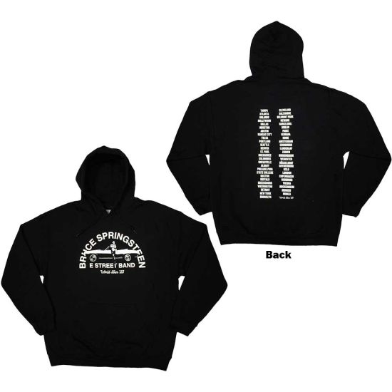 Bruce Springsteen: Tour '23 Leaning Car (Back Print) - Black Pullover Hoodie