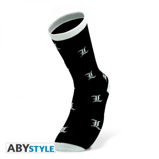 Death Note: Calcetines de talla única L - Reserva en blanco y negro