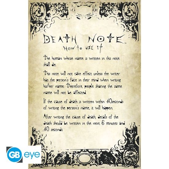 Death Note: Póster de reglas (91.5 x 61 cm) Reserva