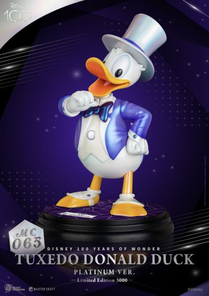 Disney 100e Master Craft: Tuxedo Donald Duck Platinum Ver. Standbeeld vooraf bestellen