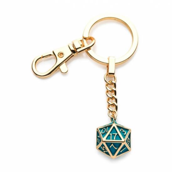 Dungeons and Dragons: Gold Plated Green Dice Keychain