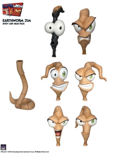 Earthworm Jim: Worm Body & Jim Heads Accessory Pack Wave 1 Preorder