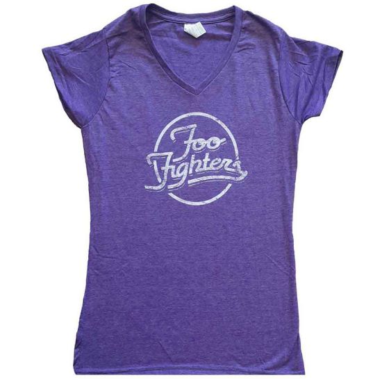 Foo Fighters: Text Logo - Ladies Purple T-Shirt