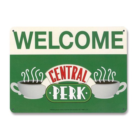 Amigos: Cartel de chapa de bienvenida de Central Perk (15x21 cm)