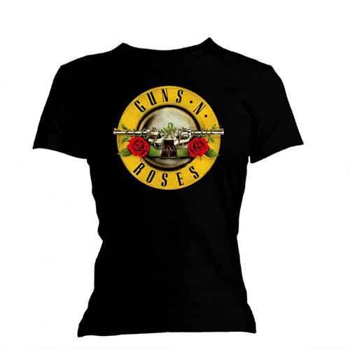 Guns N' Roses: Classic Bullet Logo (Skinny Fit) - Ladies Black T-Shirt