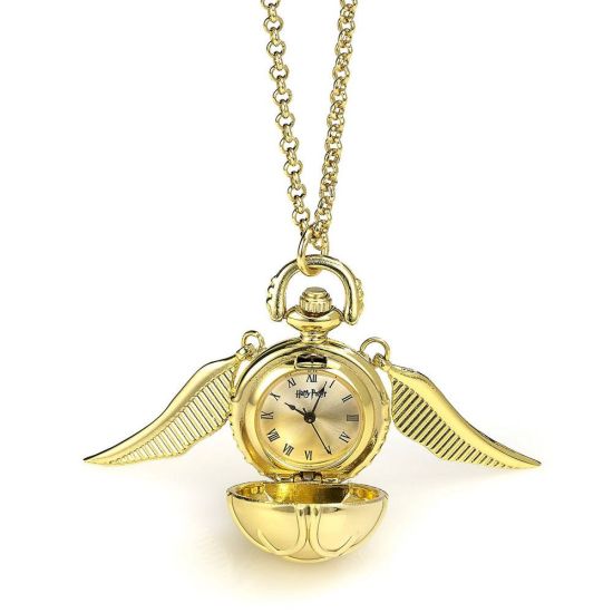 Harry Potter: Collar con reloj Golden Snitch (chapado en oro) Reserva