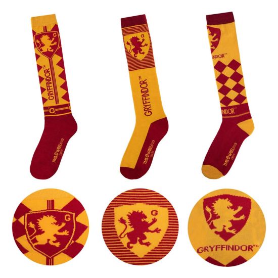 Harry Potter : Lot de 3 chaussettes montantes Gryffondor