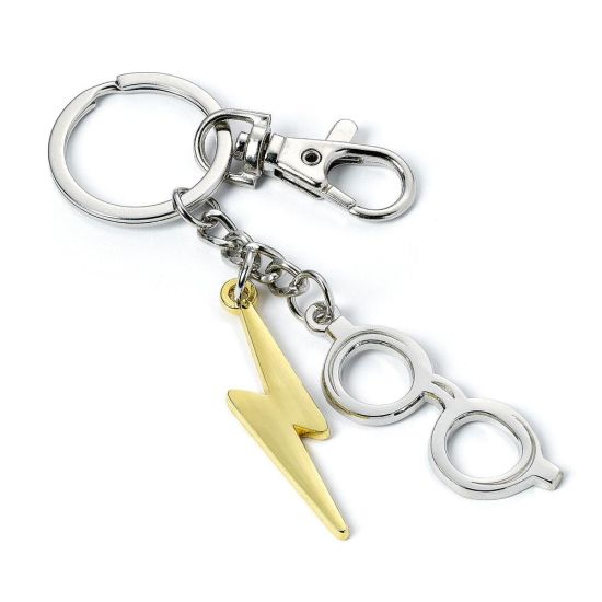 Harry Potter: Lightening Bolt & Glasses Keychain (silver plated) Preorder