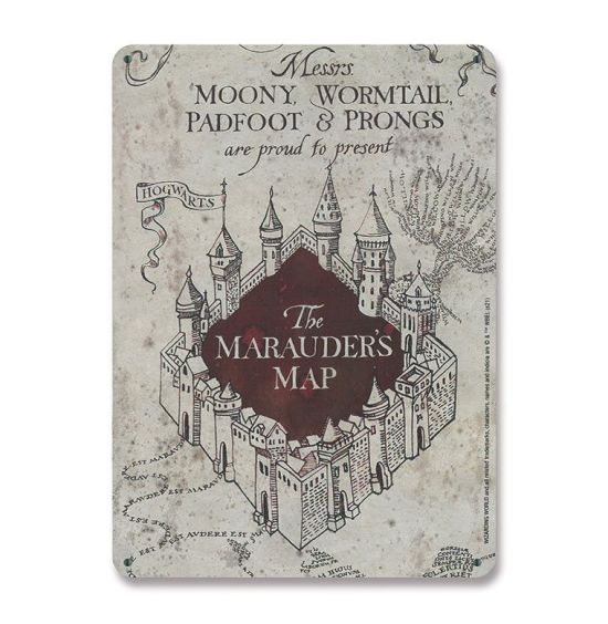 Harry Potter : Carte des Maraudeurs en étain (15 x 21 cm)