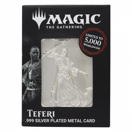 Magic The Gathering: Teferi Edición limitada .999 Reserva coleccionable de metal bañado en plata