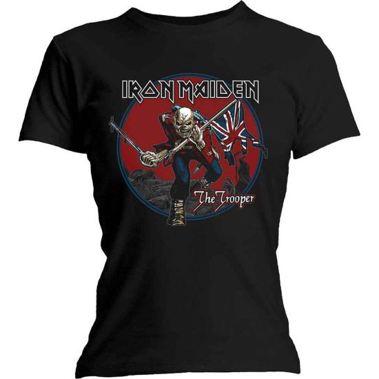 Iron Maiden: Trooper Red Sky - Ladies Black T-Shirt