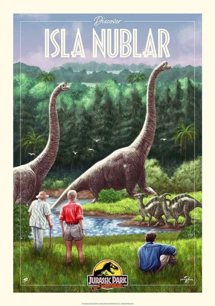 Jurassic Park: 30e verjaardag gelimiteerde editie Isla Nublar kunstprint