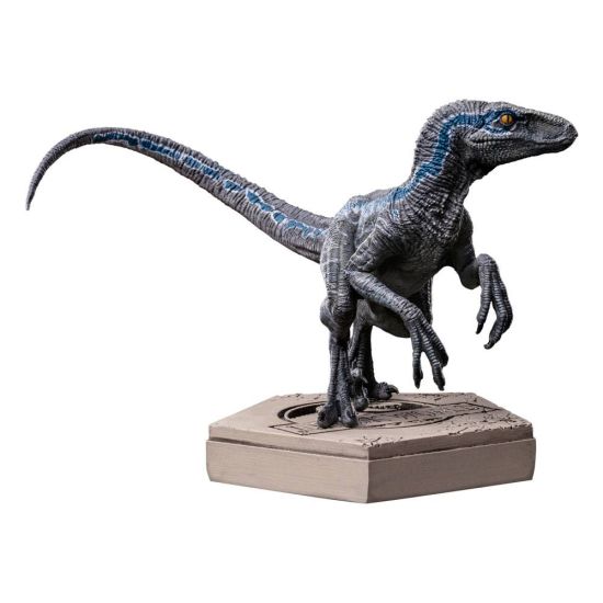 Icônes du monde jurassique : Statue bleue du Velociraptor B (7 cm) Précommande