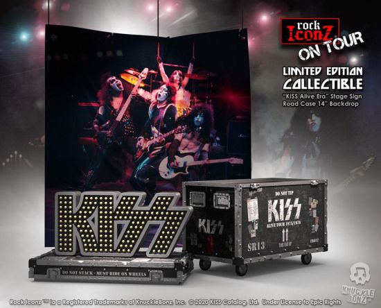 Kiss : Statue de Rock Ikonz On Tour Road Case + toile de fond de scène vivante ! Précommande de la tournée