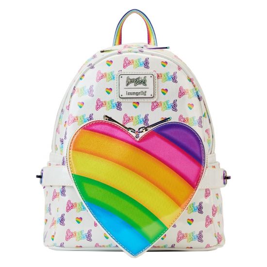 Loungefly Lisa Frank: Logo Heart Detachable Rainbow Bag Mini Backpack