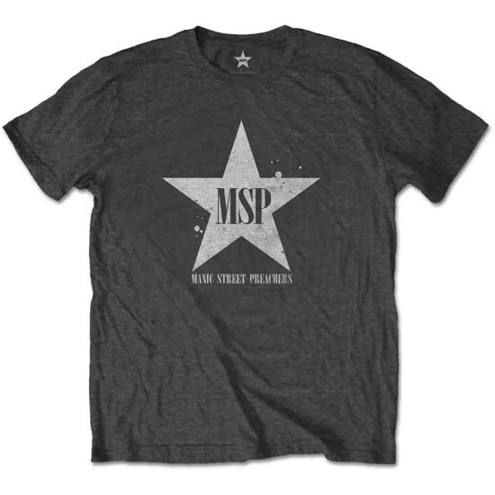 Manic Street Preachers: Classic Distressed Star - Charcoal Grey T-Shirt