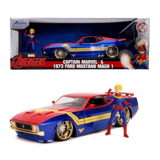 Marvel: Captain Marvel Hollywood Rides Diecast Model 1/24 1973 Ford Mustang Mach 1 (with Figure) Preorder